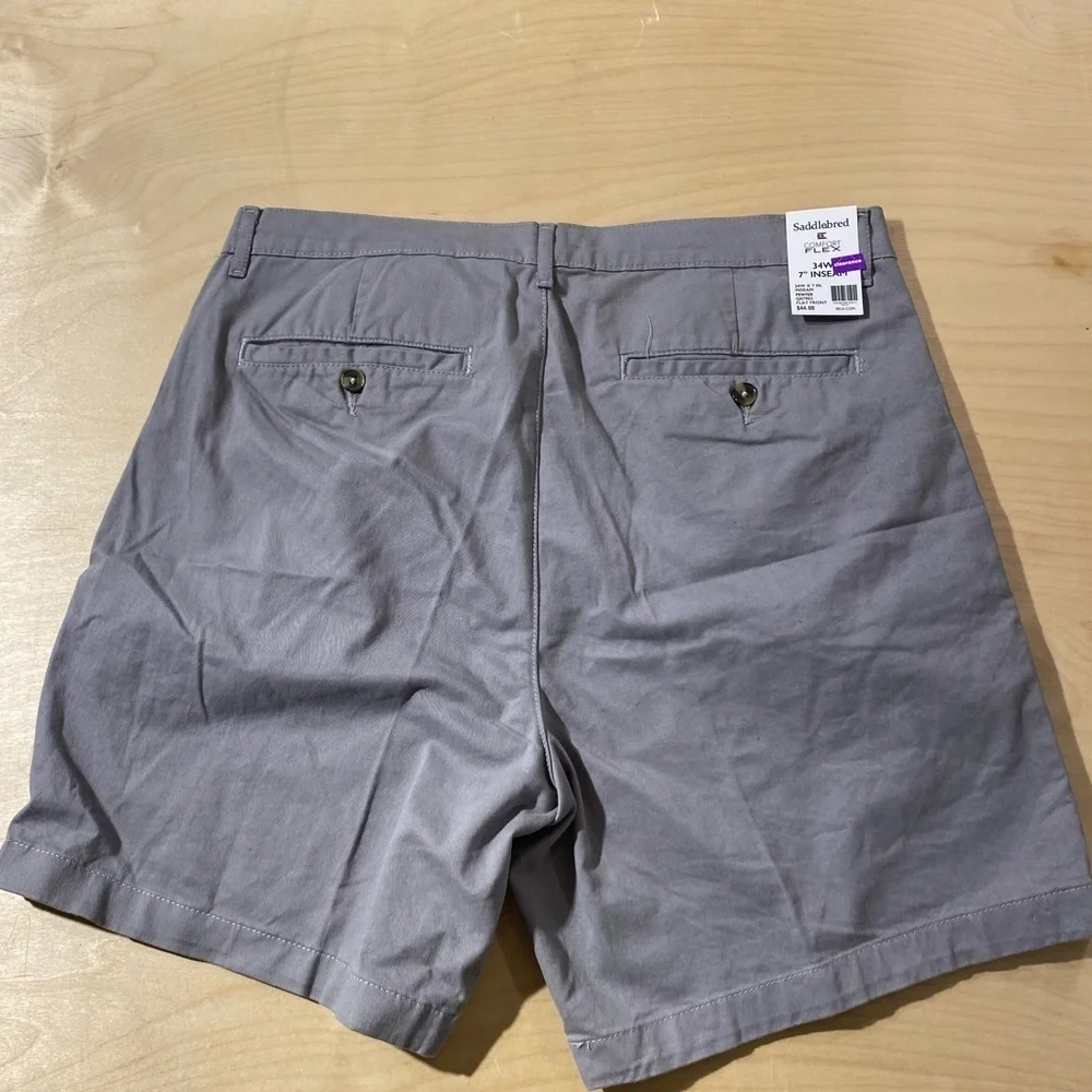 Saddlebred Men's Charcoal Flat Front Shorts 34 W (NE)